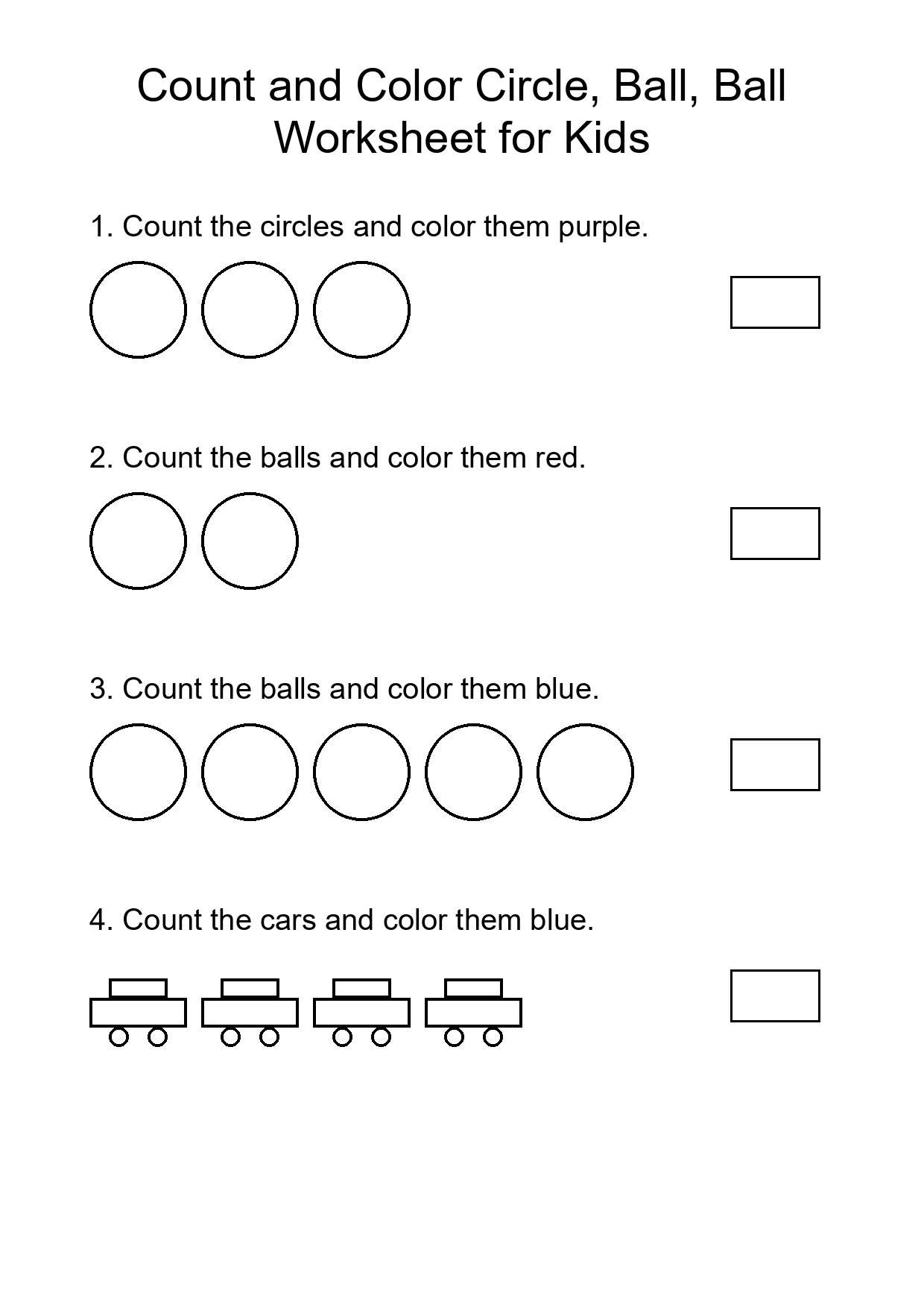 Count and Color Circle, Ball, Ball Worksheet for Kids