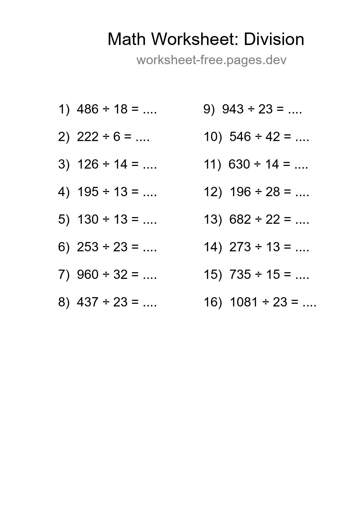 Free 16 Division Math Worksheet For Grade 2 With Answers - Part 14