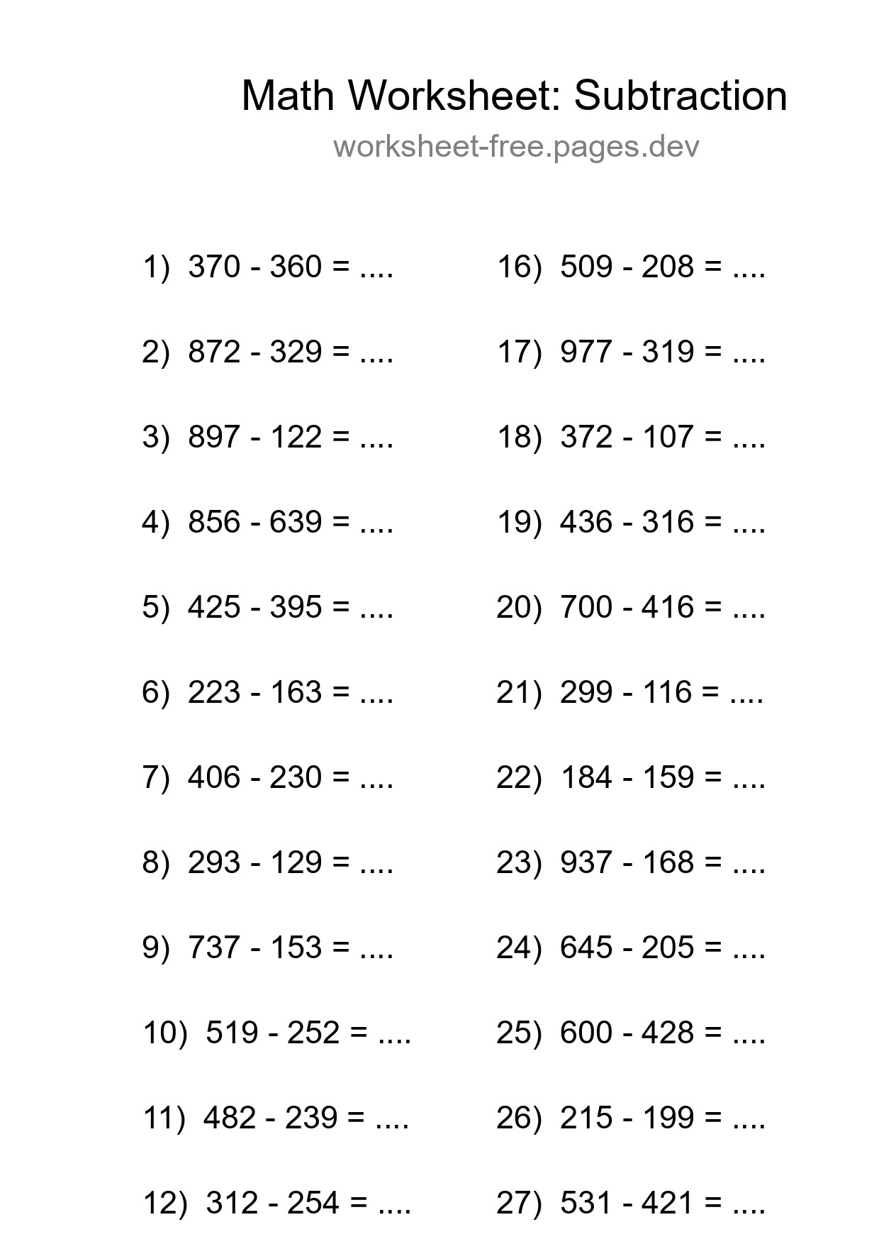 Free 30 Subtraction Math Worksheet For Grade 5 With Answers - Part 28