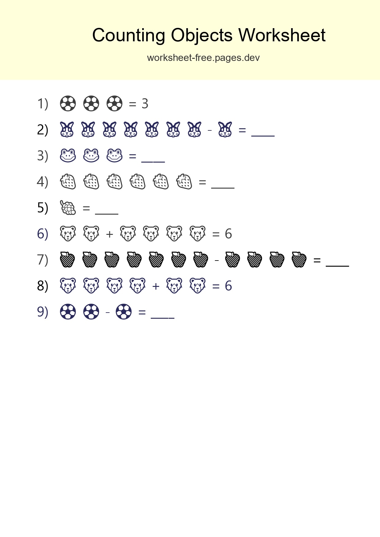 Free Counting Objects Worksheet For Kindergarten - Part 33