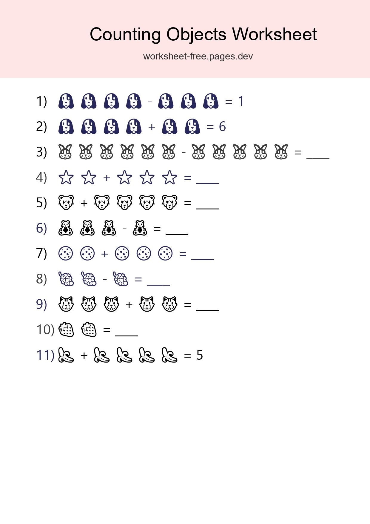 Free Counting Objects Worksheet For Kindergarten - Part 53