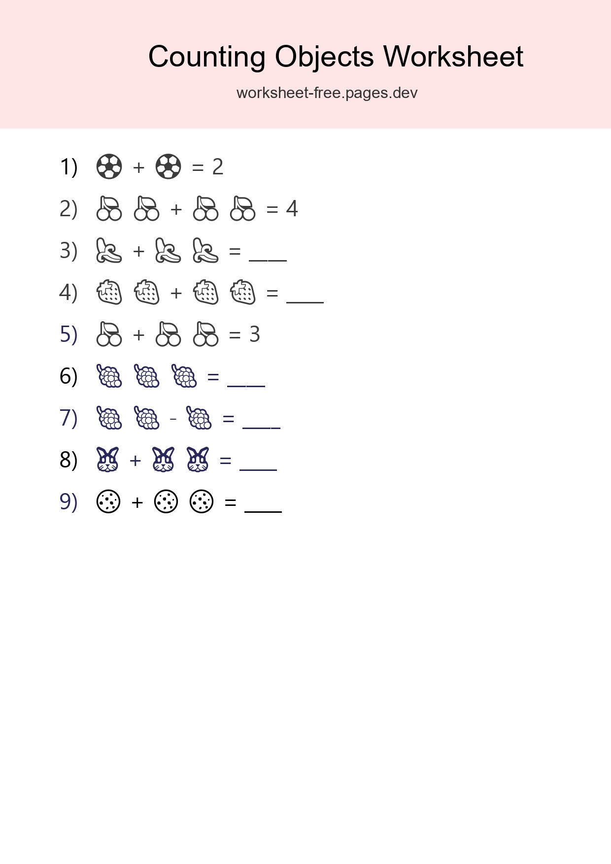 Free Counting Objects Worksheet For Pre-K Printable - Part 23